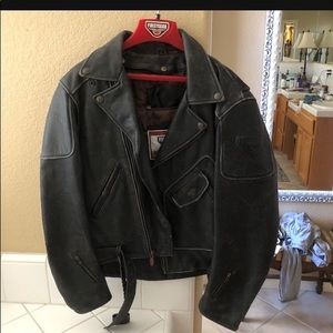 First gear leather motorcycle jacket